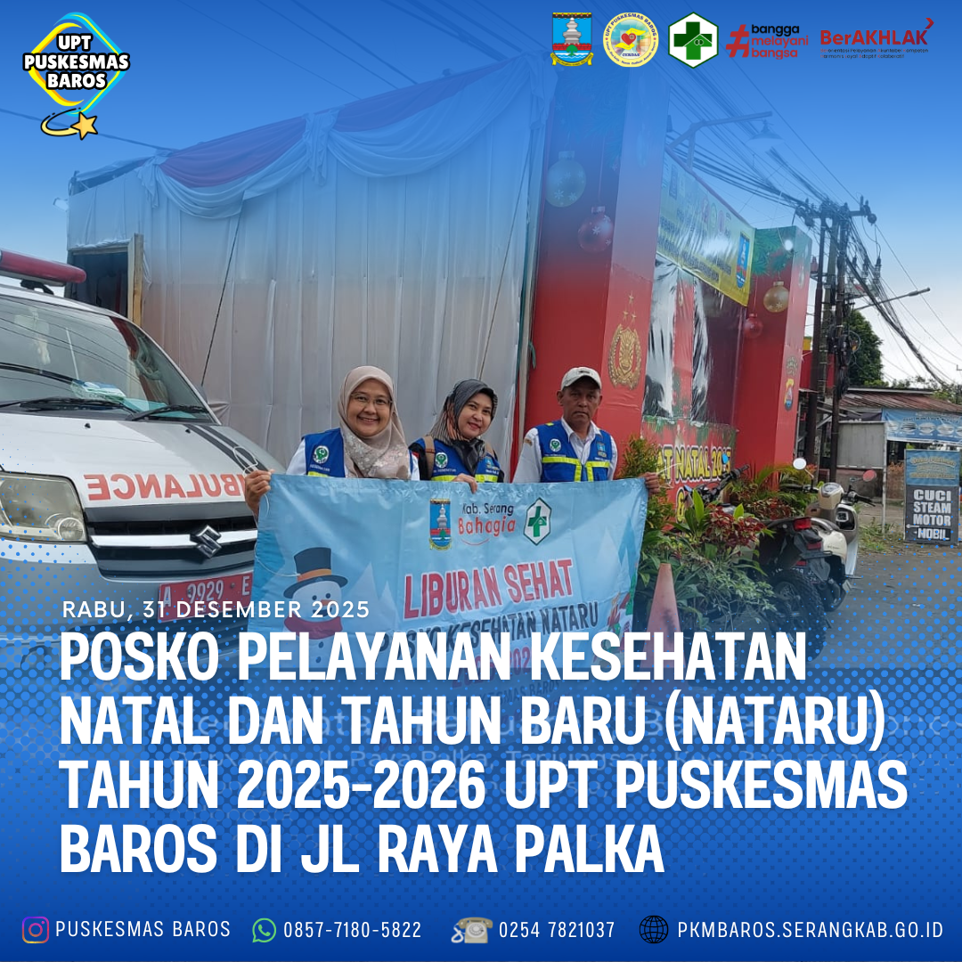 Posko Pelayanan Kesehatan Natal dan Tahun Baru (Nataru) UPT Puskesmas Baros di wilayah Jl. Raya Palka Kabupaten Serang